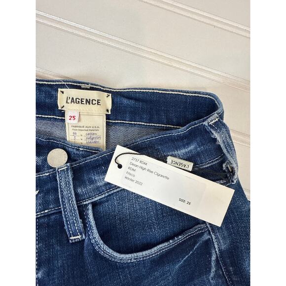 NWT L’AGENCE Dean High Rise Cigarette Leg Jeans Sequoia Blue Womens Size 25 - Picture 5 of 8